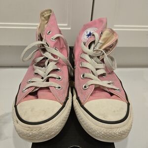 Converse Pink High Top Sneakers with White Soles